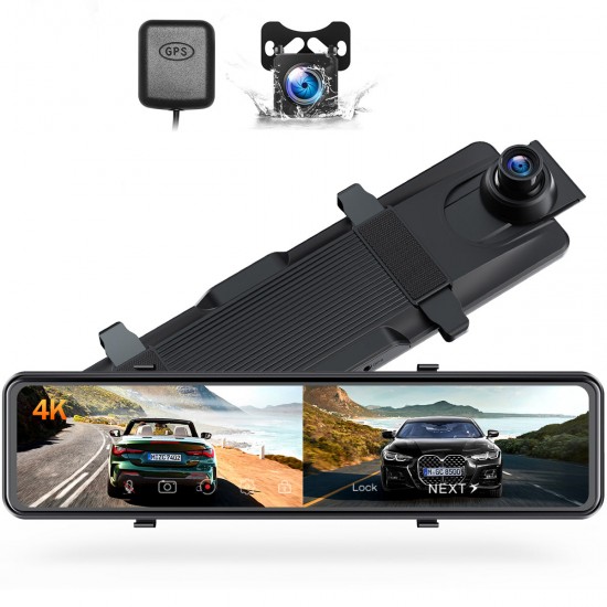 Campark CE80B 4K 12" Full Touch Screen Voice Control Mirror Dash Camera （Out of stock in Canada）