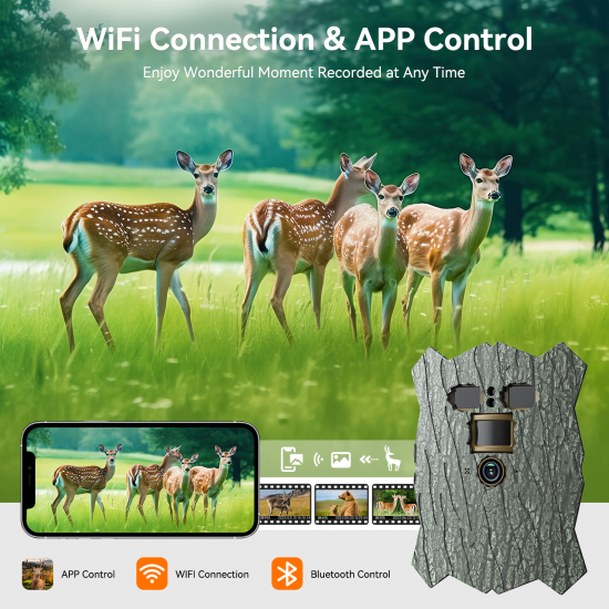Campark TC21 4K 46MP Trail Camera 950NM Non-Glow Ultra-Thin WiFi Bluetooth Solar Power Game Camera With Covert Shell