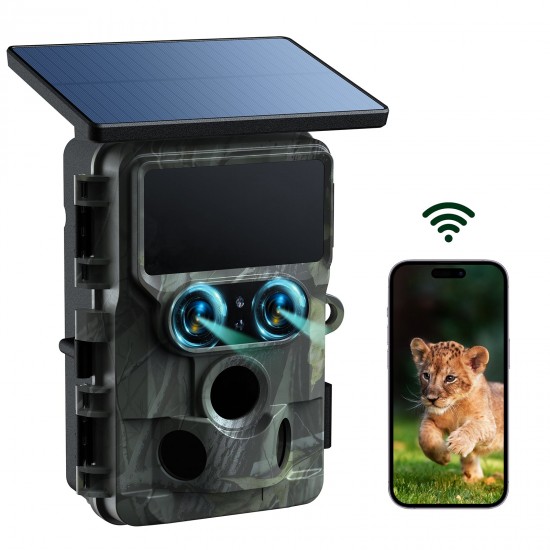 Campark TC22 4K Trail Camera WiFi Dual Lens Solar Power Integrated Game Camera with Starlight Night Vision