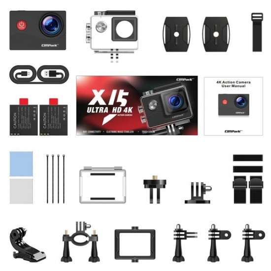 Campark X15 4K Action Camera 16MP EIS Anti-shake Wifi Camcorder with Touch Screen
