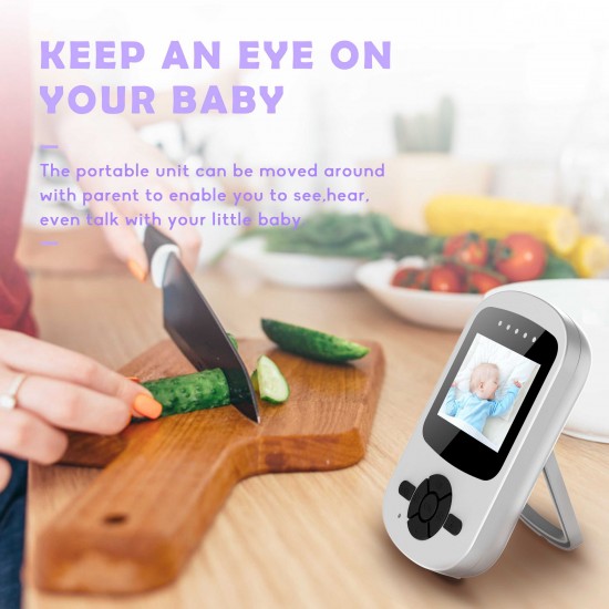 Campark Video Baby Monitor with Camera Infant Optics Digital Cam with Infrared Night Vision 2.4" LCD